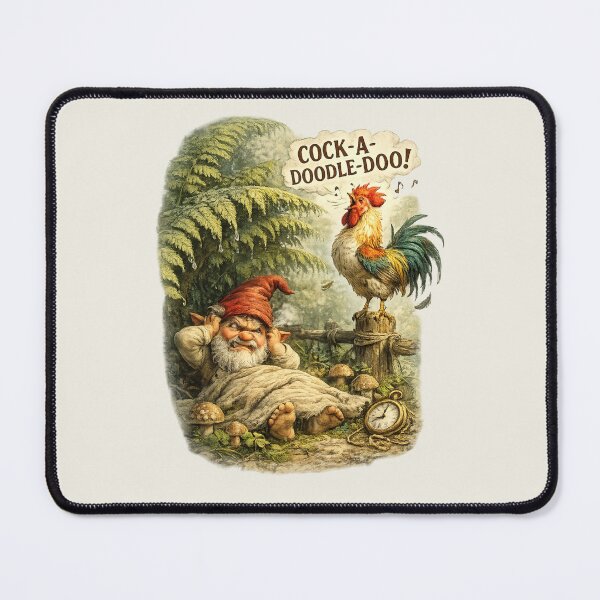 Item preview, Early Morning Wake-Up – Funny Angry Gnome and Rooster Vintage T-Shirt designed and sold by Alpine-Ink.