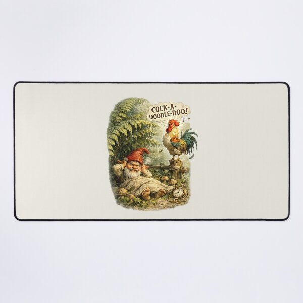 Item preview, Early Morning Wake-Up – Funny Angry Gnome and Rooster Vintage T-Shirt designed and sold by Alpine-Ink.