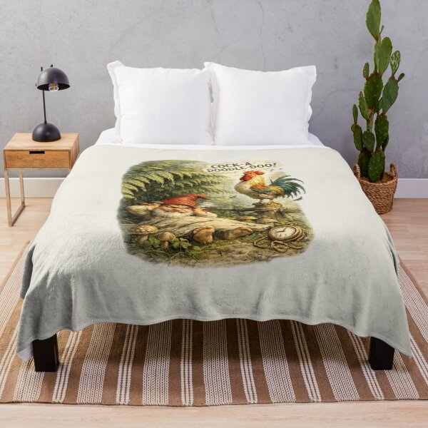 Item preview, Early Morning Wake-Up – Funny Angry Gnome and Rooster Vintage T-Shirt designed and sold by Alpine-Ink.