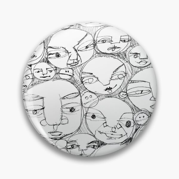 Item preview, Faces in the Crowd – Abstract Pen & Ink Line Art Pattern designed and sold by SHE·SHE·ART.