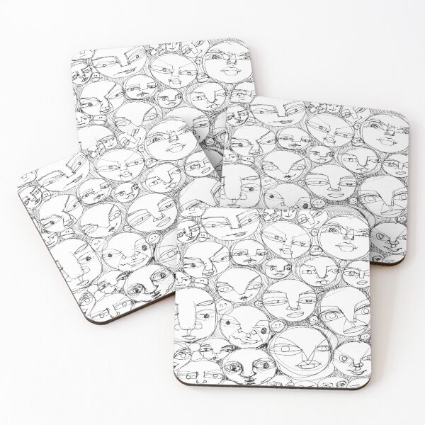 Item preview, Faces in the Crowd – Abstract Pen & Ink Line Art Pattern designed and sold by SHE·SHE·ART.