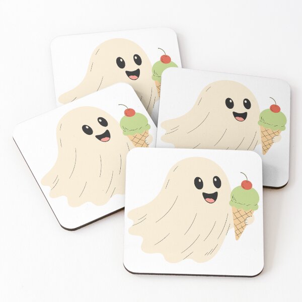 Item preview, Adorable Floating Ghost with Pistachio Ice Cream Cone designed and sold by AllaMashycheva.