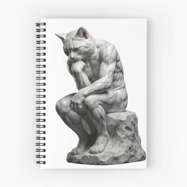 Item preview, The Thinker Cat - Marble Sculpture Art Parody designed and sold by Simplybe1.
