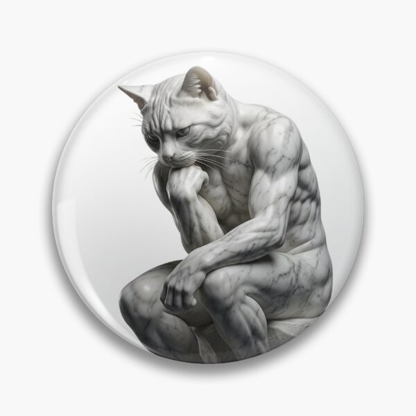 Item preview, The Thinker Cat - Marble Sculpture Art Parody designed and sold by Simplybe1.