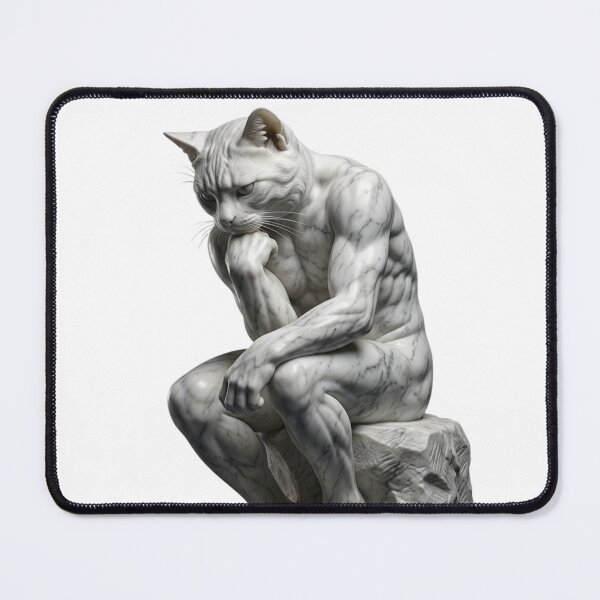 Item preview, The Thinker Cat - Marble Sculpture Art Parody designed and sold by Simplybe1.