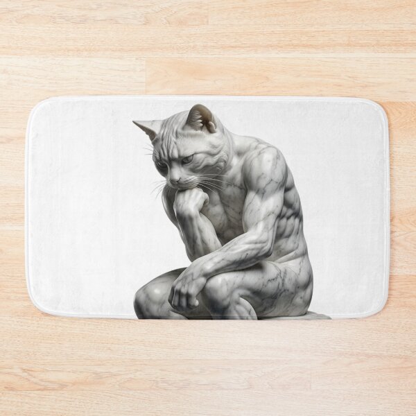 Item preview, The Thinker Cat - Marble Sculpture Art Parody designed and sold by Simplybe1.