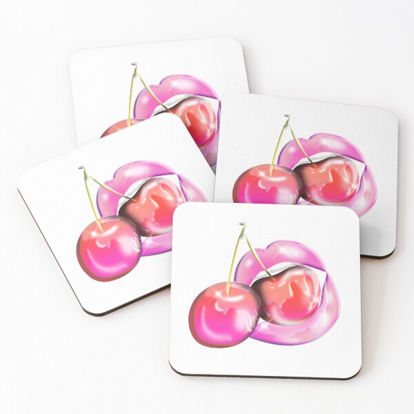 Item preview, Shiny Pink Lips with Cherry Pop Art Glossy Mouth Aesthetic designed and sold by sunnivamla.