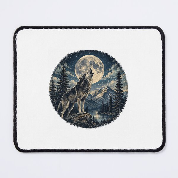 Item preview, Vintage Howling Wolf Moon Forest Nature Design designed and sold by NestDesigns01.