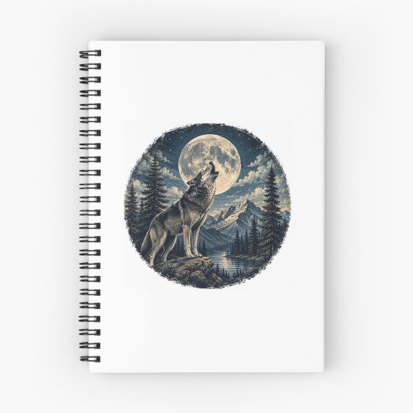 Item preview, Vintage Howling Wolf Moon Forest Nature Design designed and sold by NestDesigns1.