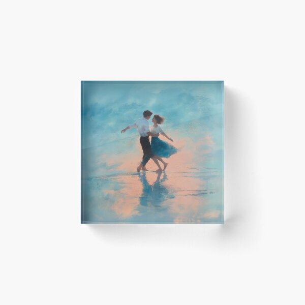 Item preview, Couple Dancing Barefoot on Beach Sunset Watercolor Romantic Painting designed and sold by RossignolStudio.