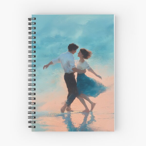 Item preview, Couple Dancing Barefoot on Beach Sunset Watercolor Romantic Painting designed and sold by RossignolStudio.