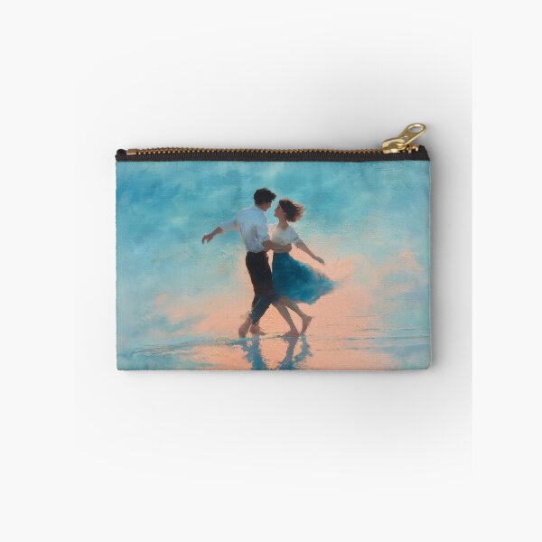 Item preview, Couple Dancing Barefoot on Beach Sunset Watercolor Romantic Painting designed and sold by RossignolStudio.