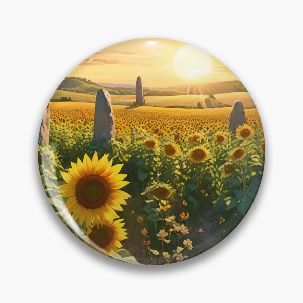 Item preview, Under the Litha sun - Sunflower field and ancestral standing stones designed and sold by NeyhineAngelionShop.