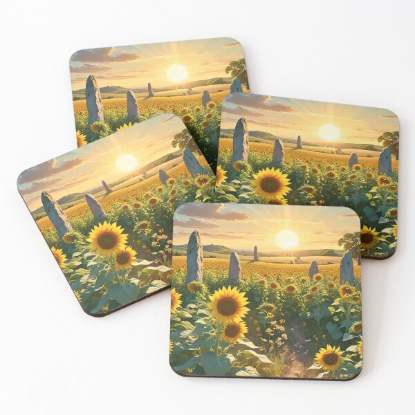 Item preview, Under the Litha sun - Sunflower field and ancestral standing stones designed and sold by NeyhineAngelionShop.