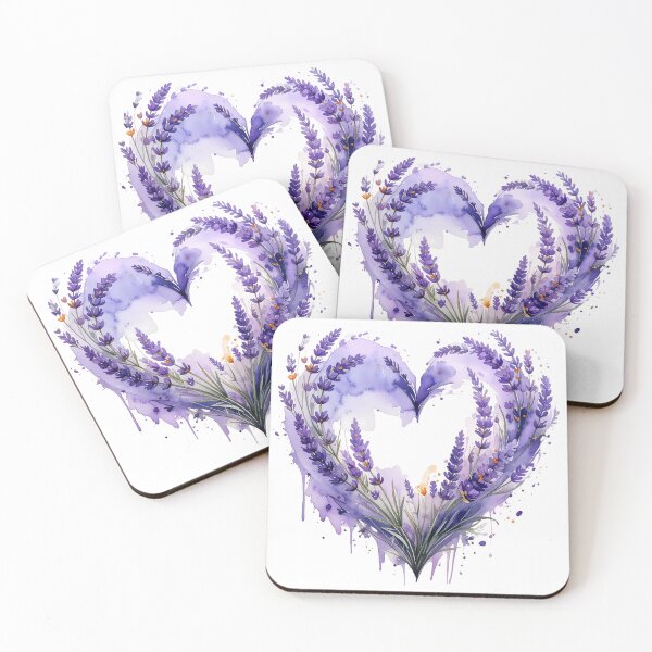 Item preview, Purple Lavender Floral Heart Watercolor Illustration designed and sold by BetweenForms.