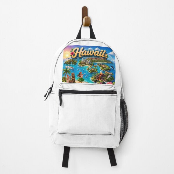 Item preview, Hawaii 3D Cartoon Travel Illustration – Tropical Islands, Volcanoes & Aloha Paradise Design designed and sold by Fabrifrank.