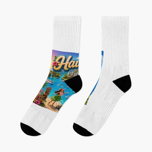Item preview, Hawaii 3D Cartoon Travel Illustration – Tropical Islands, Volcanoes & Aloha Paradise Design designed and sold by Fabrifrank.