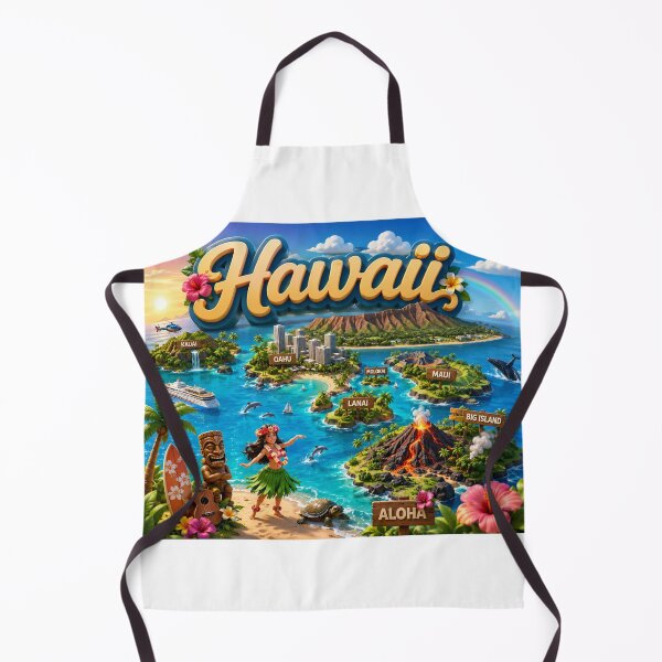 Item preview, Hawaii 3D Cartoon Travel Illustration – Tropical Islands, Volcanoes & Aloha Paradise Design designed and sold by Fabrifrank.