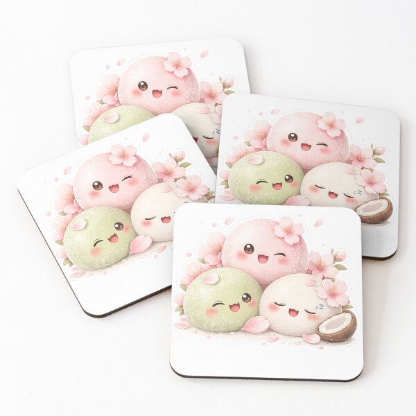 Item preview, Cute Kawaii Mochi Trio with Sakura Blossoms – Japanese Dessert Sticker designed and sold by ichiyori.