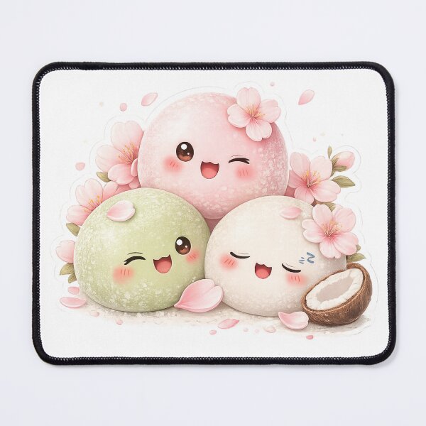 Item preview, Cute Kawaii Mochi Trio with Sakura Blossoms – Japanese Dessert Sticker designed and sold by ichiyori.