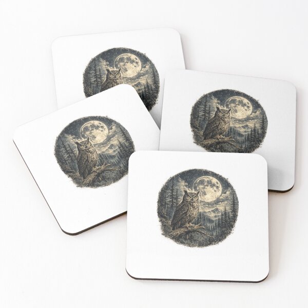 Item preview, Vintage Owl Moon Forest Wildlife Nature Design designed and sold by NestDesigns01.