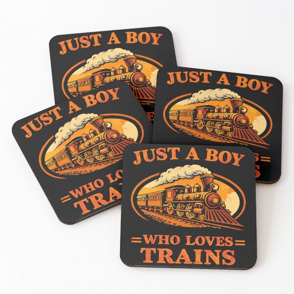 Item preview, Just A Boy Who Loves Trains - Vintage Retro Steam Locomotive Train Art designed and sold by BendyBeasts.