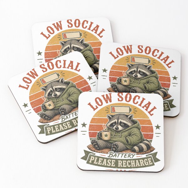 Item preview, Low Social Battery Raccoon designed and sold by mYaro.