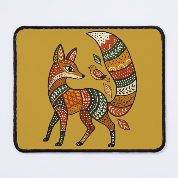 Item preview, Playful Gond Inspired Fox Folk Art Colorful Tribal Animal Illustration Boho Wildlife Graphic Nature Pattern T-Shirt Design designed and sold by MAD's Recreation Studio.