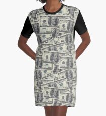Dollar Bills Texture Graphic T-Shirt Dress