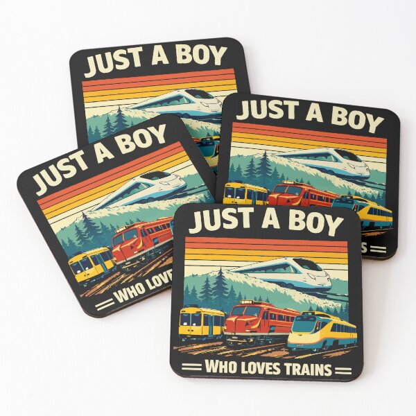 Item preview, Just A Boy Who Loves Trains - Vintage Retro Steam Locomotive Train Art designed and sold by BendyBeasts.