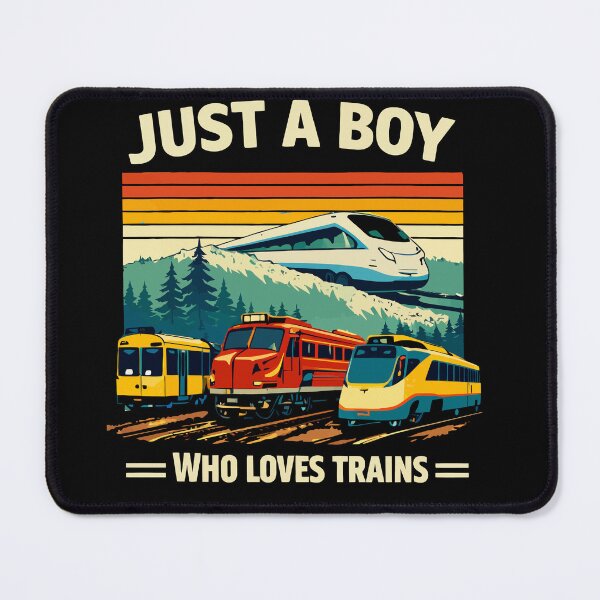 Item preview, Just A Boy Who Loves Trains - Vintage Retro Steam Locomotive Train Art designed and sold by BendyBeasts.