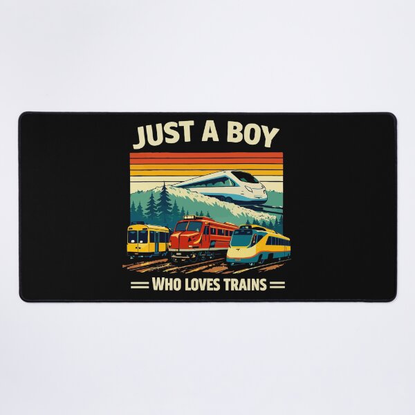 Item preview, Just A Boy Who Loves Trains - Vintage Retro Steam Locomotive Train Art designed and sold by BendyBeasts.