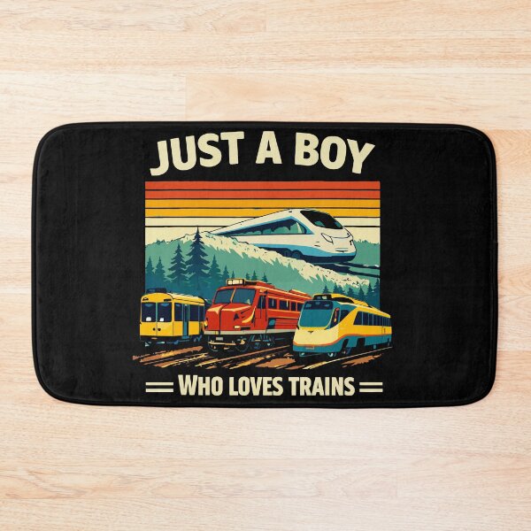 Item preview, Just A Boy Who Loves Trains - Vintage Retro Steam Locomotive Train Art designed and sold by BendyBeasts.