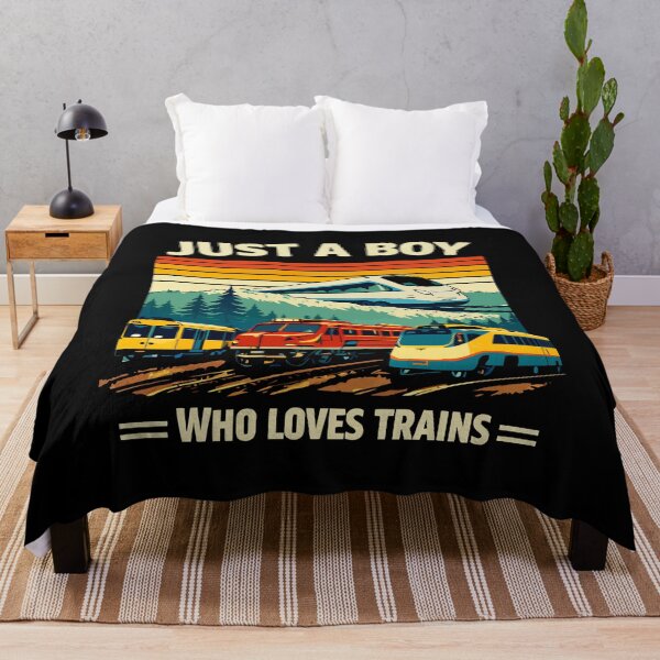 Item preview, Just A Boy Who Loves Trains - Vintage Retro Steam Locomotive Train Art designed and sold by BendyBeasts.