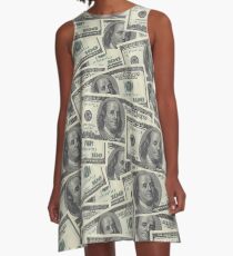 Dollar Bills Texture A-Line Dress