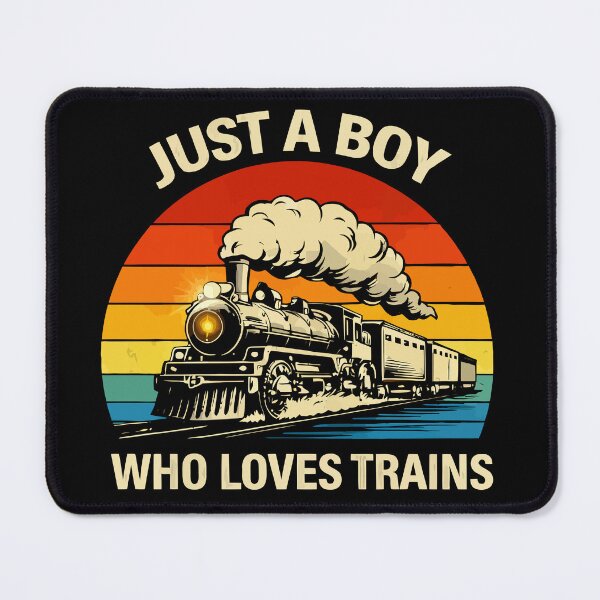 Item preview, Just A Boy Who Loves Trains - Vintage Retro Steam Locomotive Train Art designed and sold by BendyBeasts.