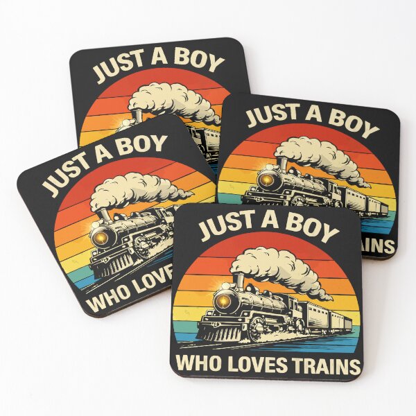 Item preview, Just A Boy Who Loves Trains - Vintage Retro Steam Locomotive Train Art designed and sold by BendyBeasts.