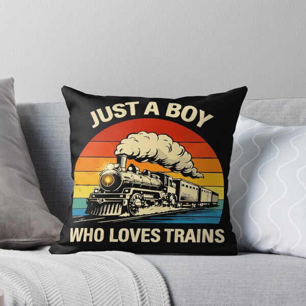 Item preview, Just A Boy Who Loves Trains - Vintage Retro Steam Locomotive Train Art designed and sold by BendyBeasts.