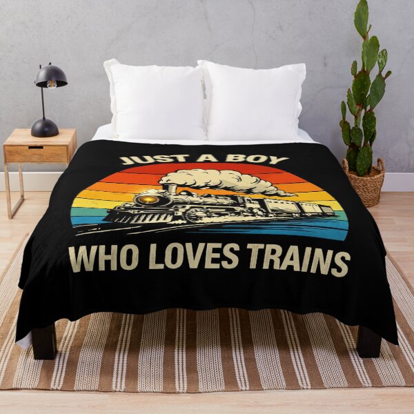 Item preview, Just A Boy Who Loves Trains - Vintage Retro Steam Locomotive Train Art designed and sold by BendyBeasts.
