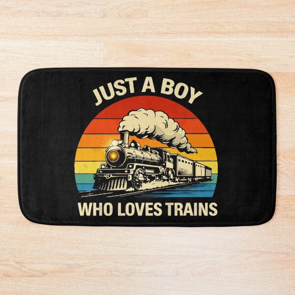 Item preview, Just A Boy Who Loves Trains - Vintage Retro Steam Locomotive Train Art designed and sold by BendyBeasts.