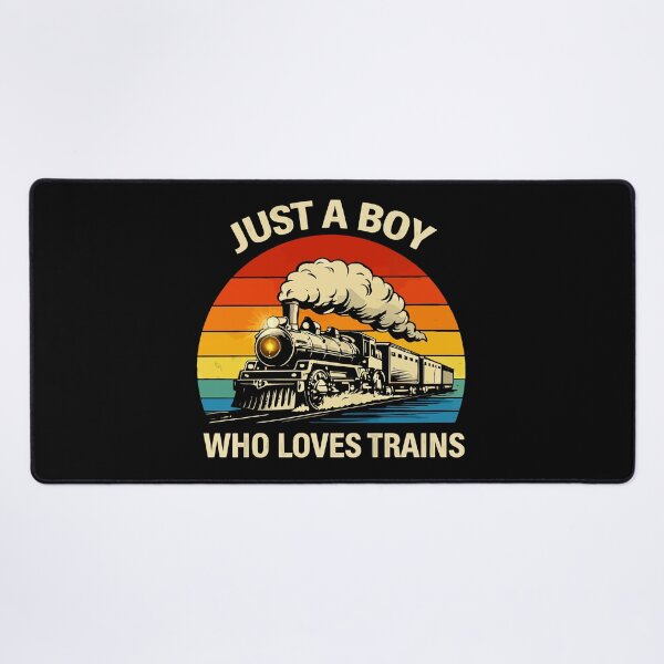 Item preview, Just A Boy Who Loves Trains - Vintage Retro Steam Locomotive Train Art designed and sold by BendyBeasts.