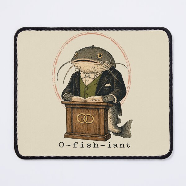 Item preview, O-fish-iant Retro Catfish Wedding Officiant Gift designed and sold by POD DYNASTY | Original Print On Demand T-Shirt Graphics.