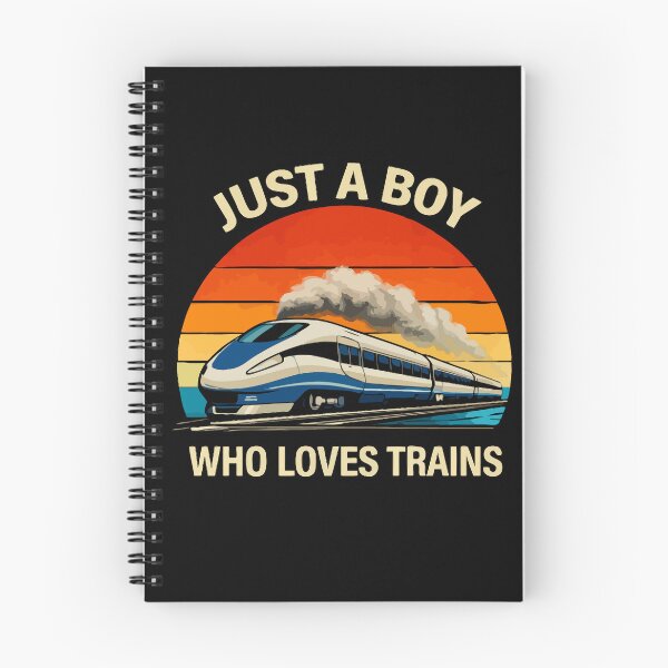 Item preview, Just A Boy Who Loves Trains - Vintage Retro Steam Locomotive Train Art designed and sold by BendyBeasts.