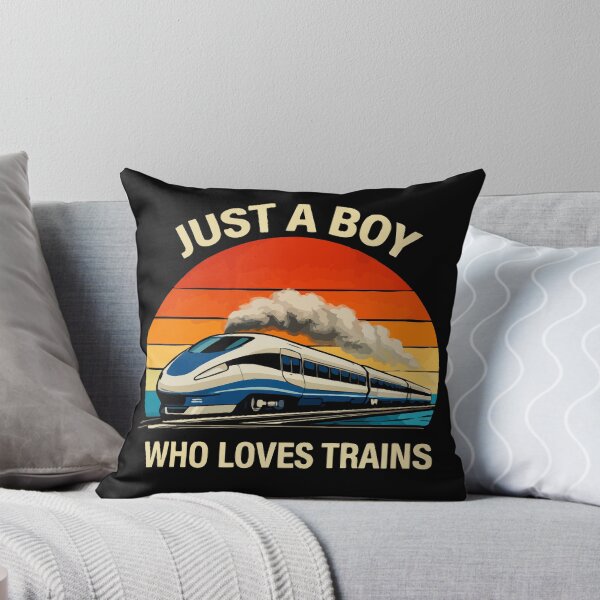 Item preview, Just A Boy Who Loves Trains - Vintage Retro Steam Locomotive Train Art designed and sold by BendyBeasts.