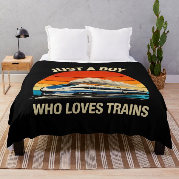 Item preview, Just A Boy Who Loves Trains - Vintage Retro Steam Locomotive Train Art designed and sold by BendyBeasts.