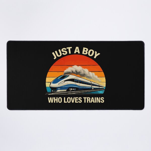 Item preview, Just A Boy Who Loves Trains - Vintage Retro Steam Locomotive Train Art designed and sold by BendyBeasts.