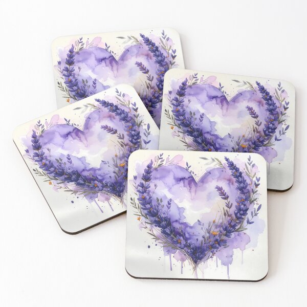 Item preview, Dreamy Lavender Heart Floral Watercolor Painting designed and sold by BetweenForms.