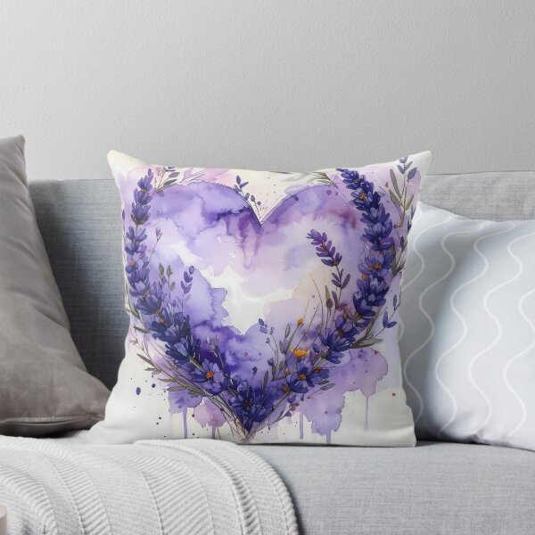 Item preview, Dreamy Lavender Heart Floral Watercolor Painting designed and sold by BetweenForms.
