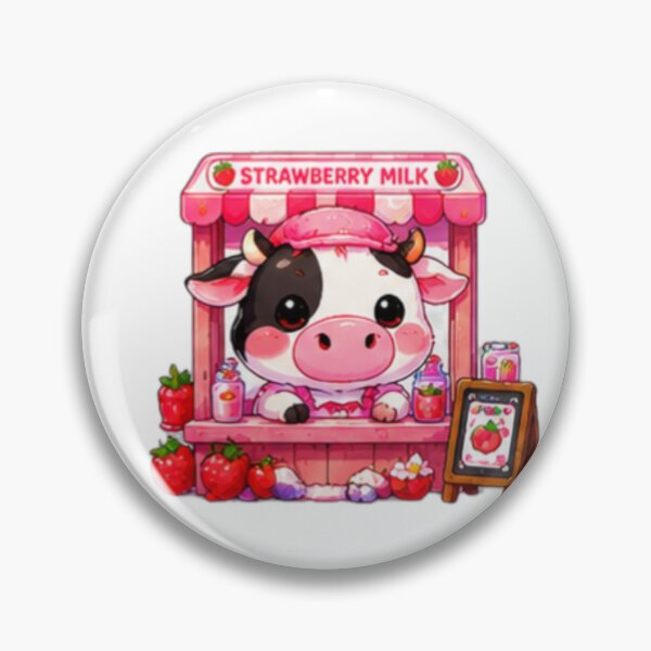 Item preview, Kawaii Strawberry Milk Cow designed and sold by DailyDoodlesBySumbul.