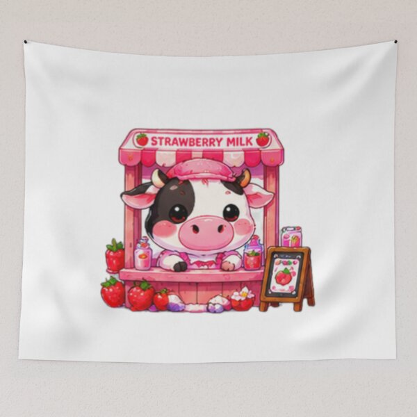 Item preview, Kawaii Strawberry Milk Cow designed and sold by DailyDoodlesBySumbul.